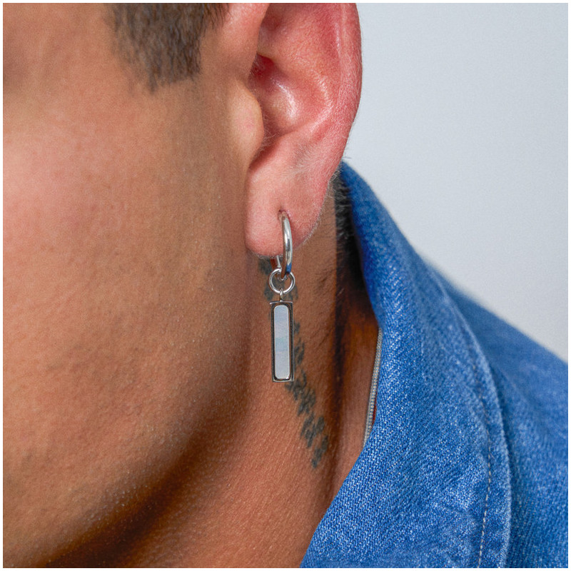 Pendiente Hombre Strong MOP Plata