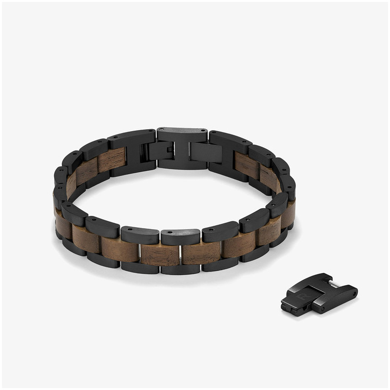 Pulsera Hombre Nature Negro/Wood Multi