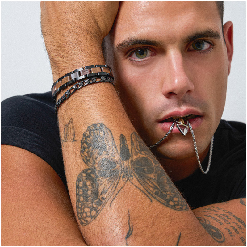 Pulsera Hombre Nature Negro/Wood Multi