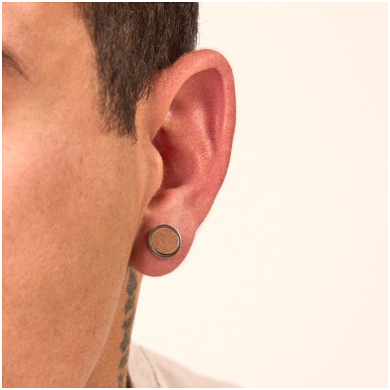 Pendientes Hombre Nature Plata/Wood