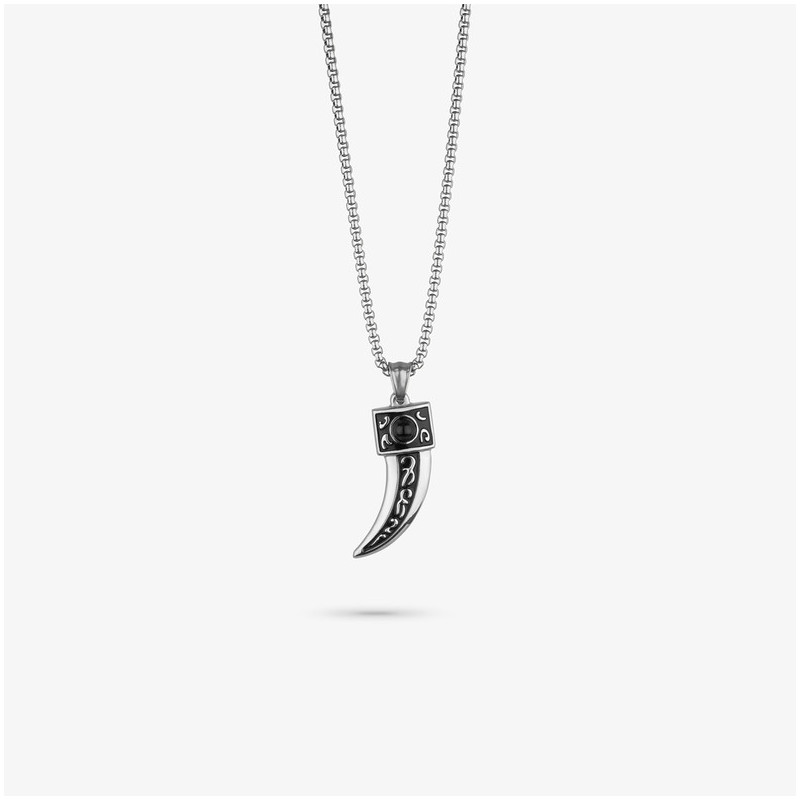 Collar Hombre Lombok Horn Plata | Estilo Audaz y Elegante