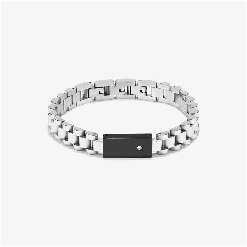 Brazalete Hombre Negro/Plata | Diseño Moderno y Versátil