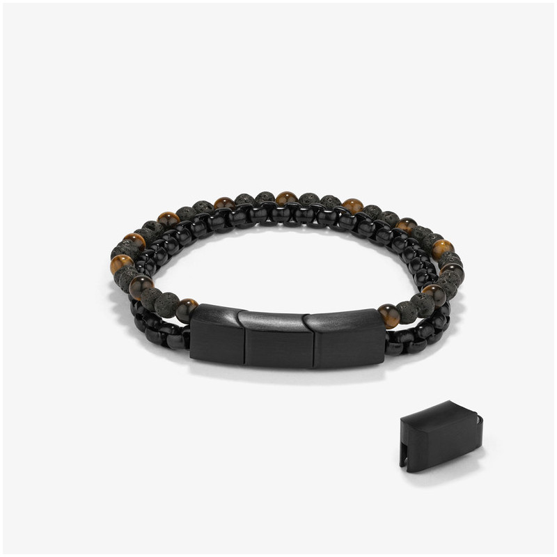 Pulsera Hombre Bali Beads Negro | Estilo Elegante y Funcional