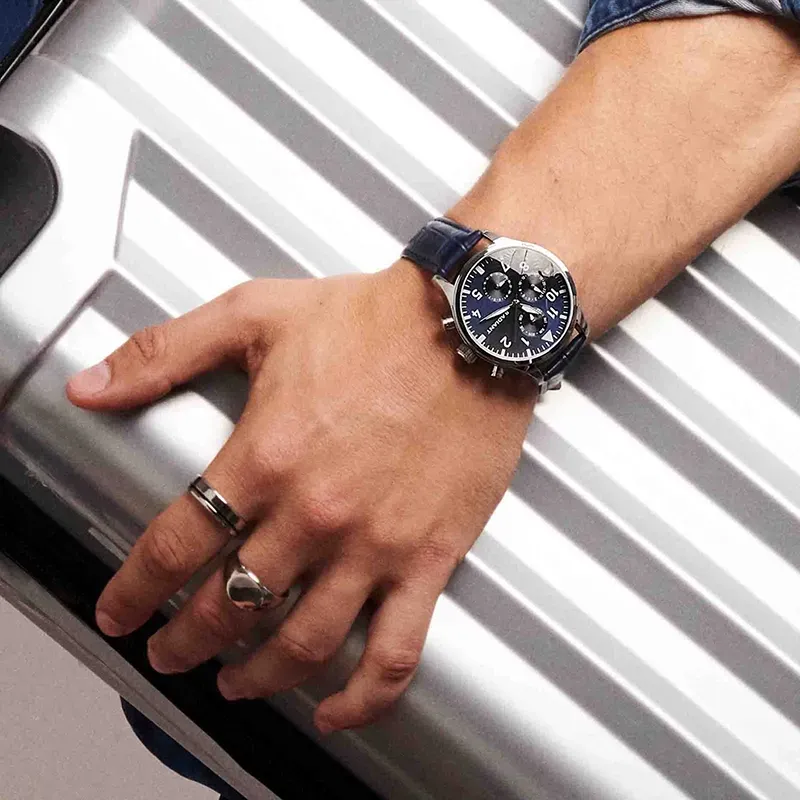 Radiant Caiman Reloj de Hombre con correa de cuero azul