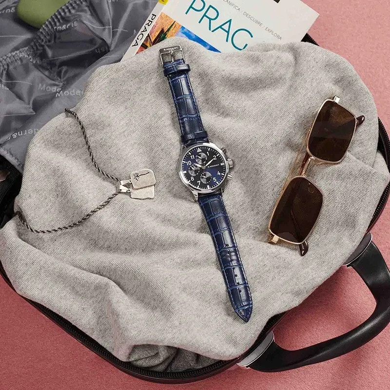 Radiant Caiman Reloj de Hombre con correa de cuero azul