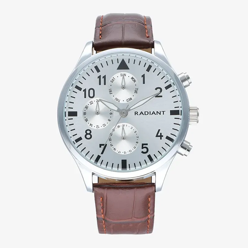 Radiant Caiman Reloj de Hombre con correa de cuero marrón