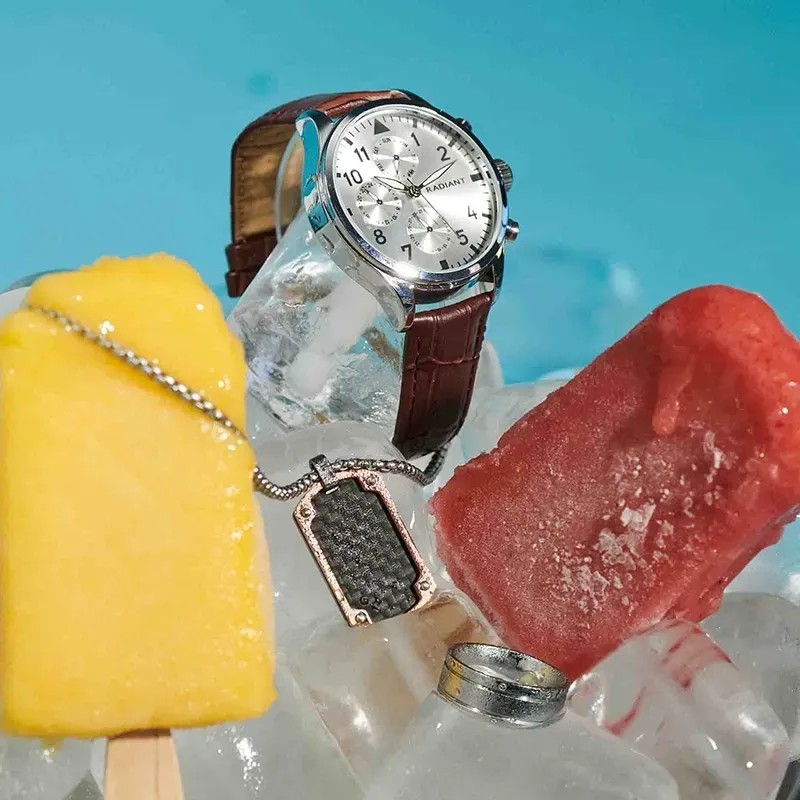 Radiant Caiman Reloj de Hombre con correa de cuero marrón