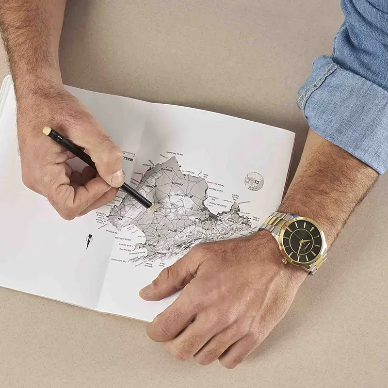 MALLORCA 44MM BLACK DIAL BITONE GOLD BRA