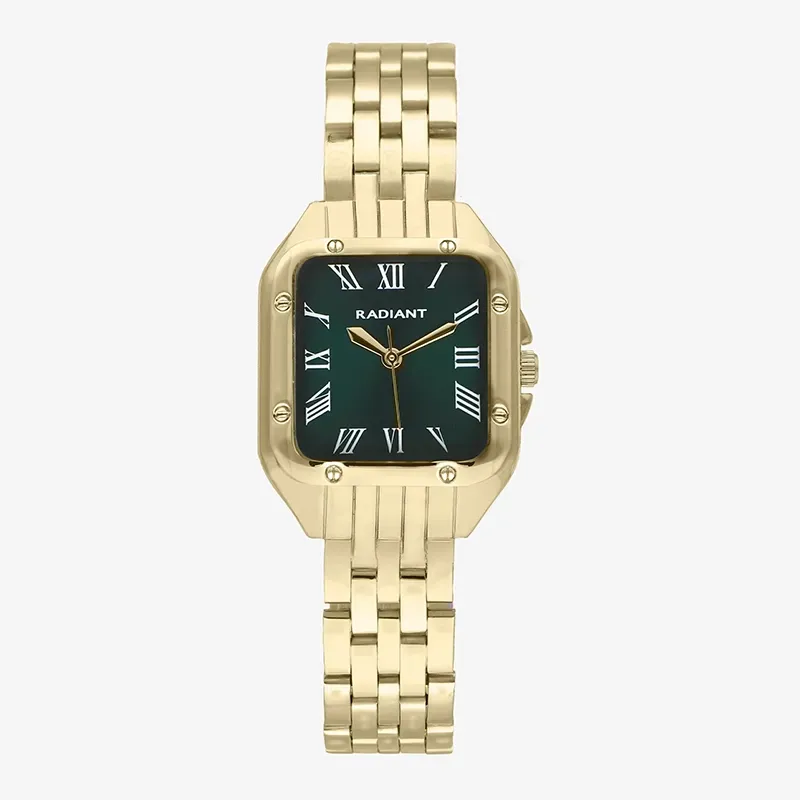 Radiant Bahamas Reloj de Mujer Dorado con Esfera Verde y Brazalete de