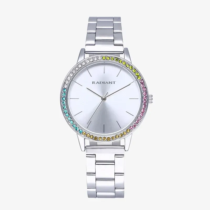 Reloj Mujer Christy 36MM Multi Crystals Brazalete Plateado Radiant