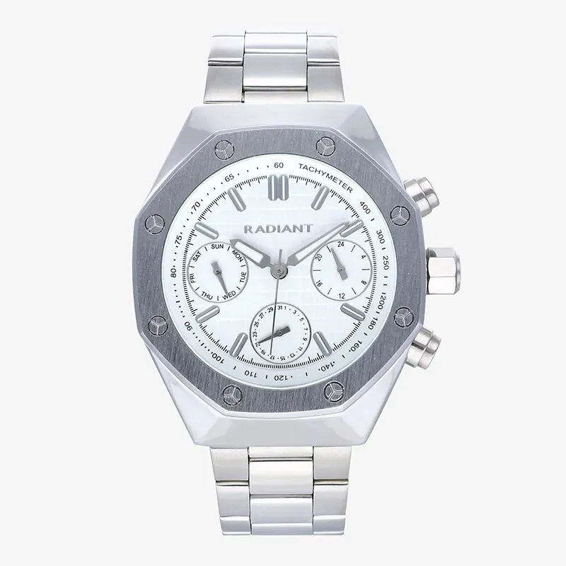 Reloj Hombre Volie 44MM Plata SS Brazalete, Acero, Plateado Radiant