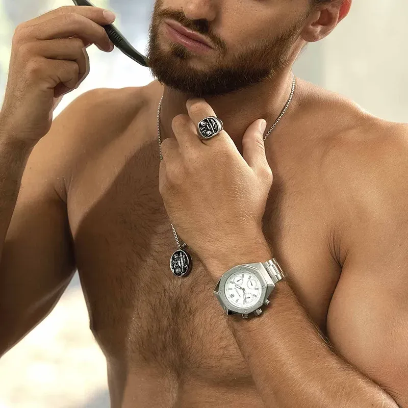 Reloj Hombre Volie 44MM Plata SS Brazalete, Acero, Plateado Radiant