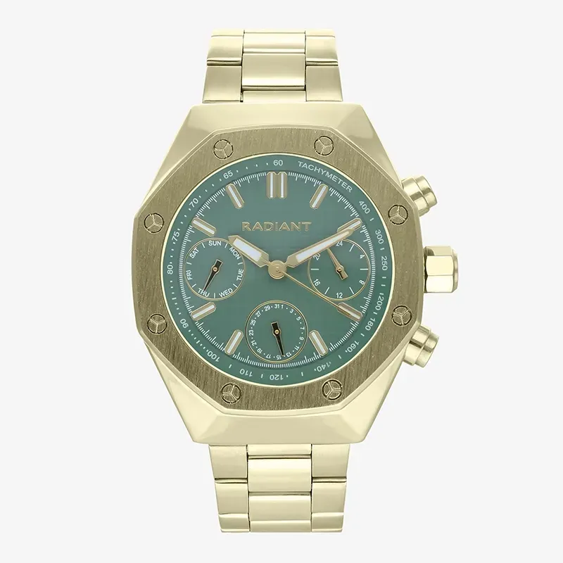 Reloj Hombre Volie 44MM Green IPG Brazalete, Acero, Dorado Radiant