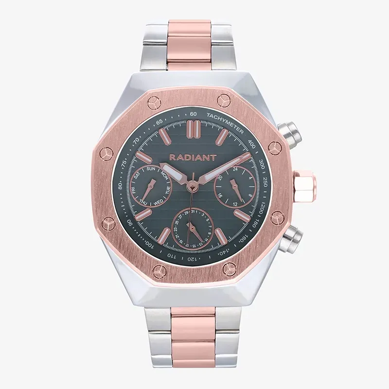 Reloj Hombre Volie 44MM Gris IPRG Brazalete, Acero,   Oro Rosa Radiant