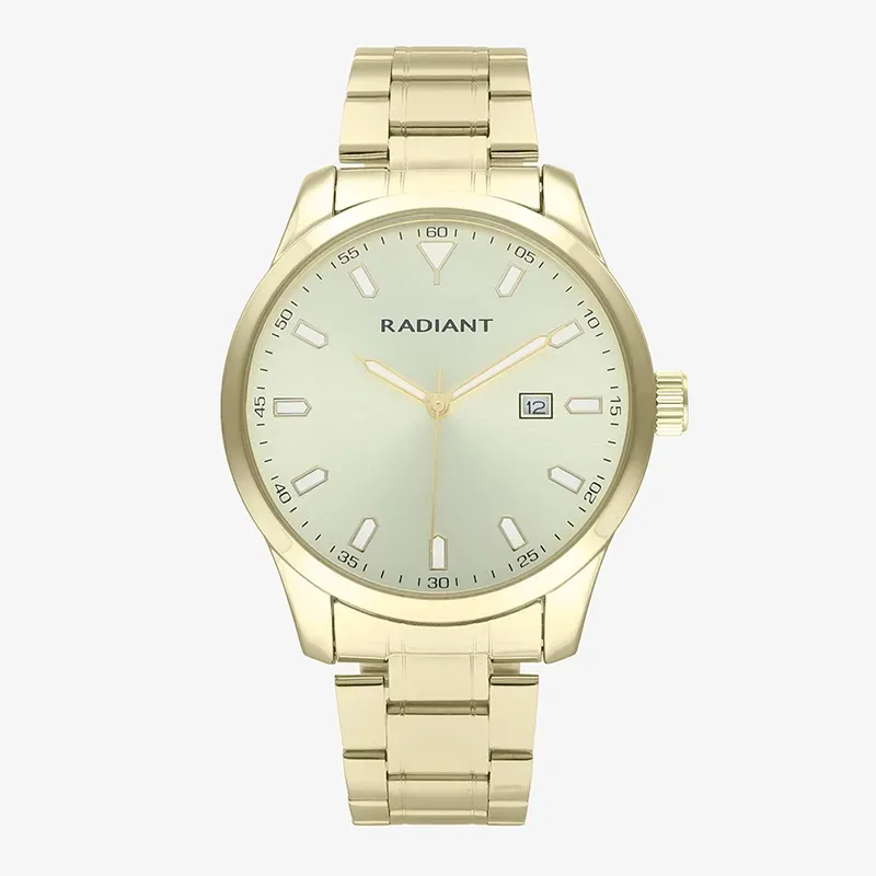 Radiant Victory Reloj de Hombre Dorado Brazalete Acero