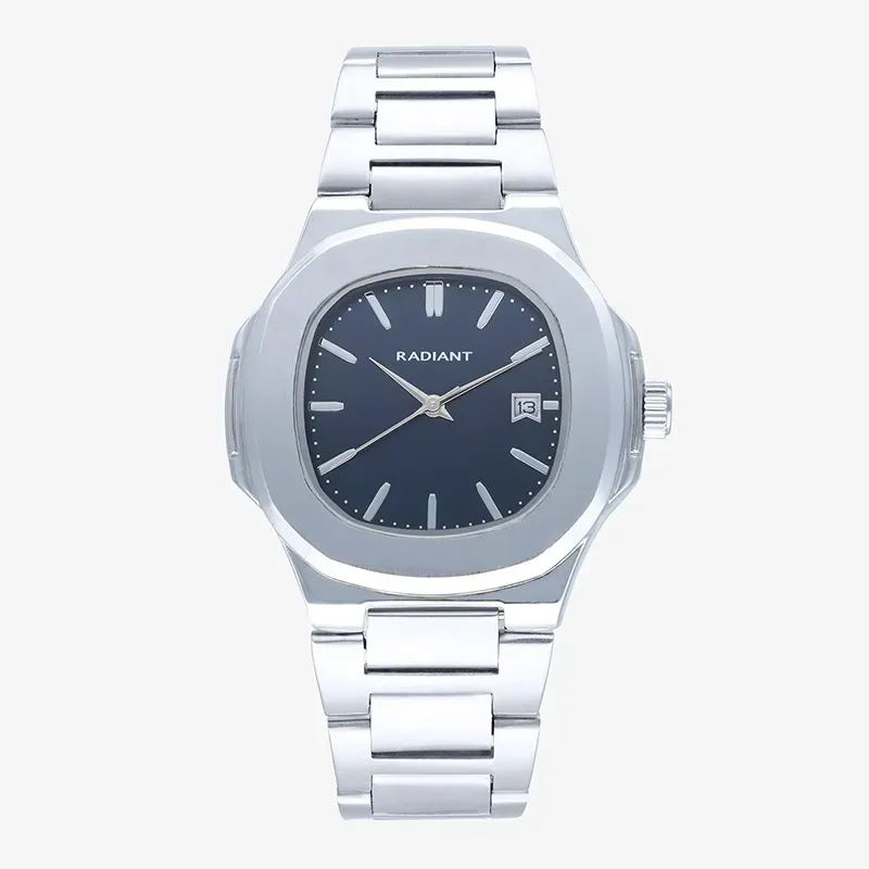 Radiant T-Time Reloj Hombre Plateado Esfera Azul caja hexagonal