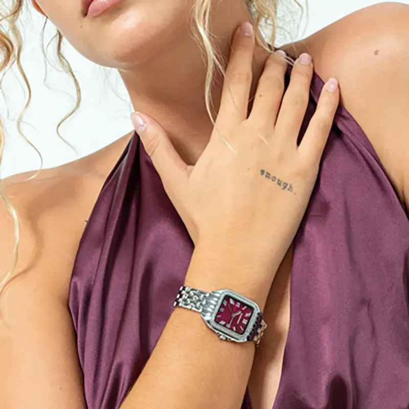 Reloj Bahamas Luxe en Burgundy/Plateado