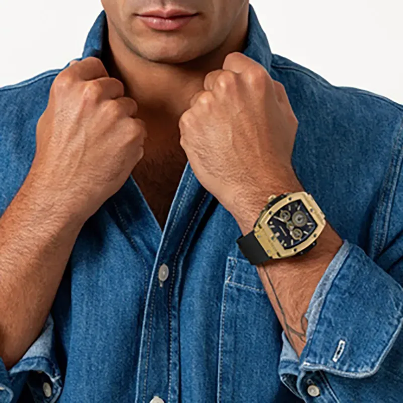 Reloj Hombre Ryan Dorado/Correa Silicona