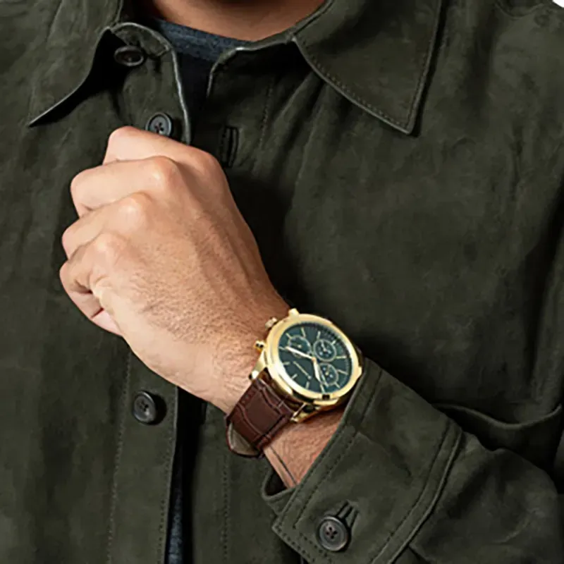 Reloj Hombre Harry Verde-Oro/Marrón
