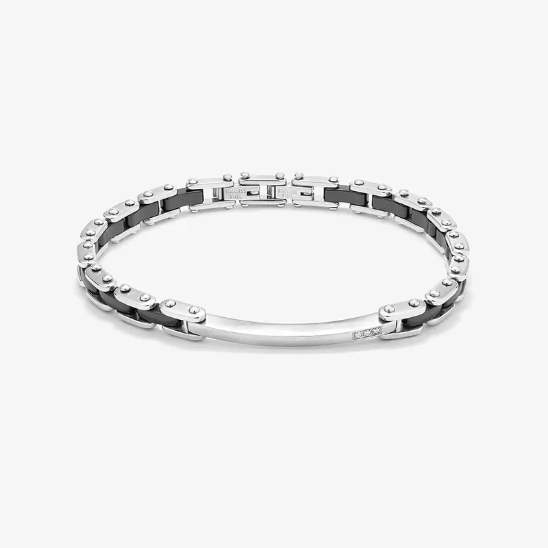 Pulsera Plata Black CERAMIC de Hombre RADIANT Joyas