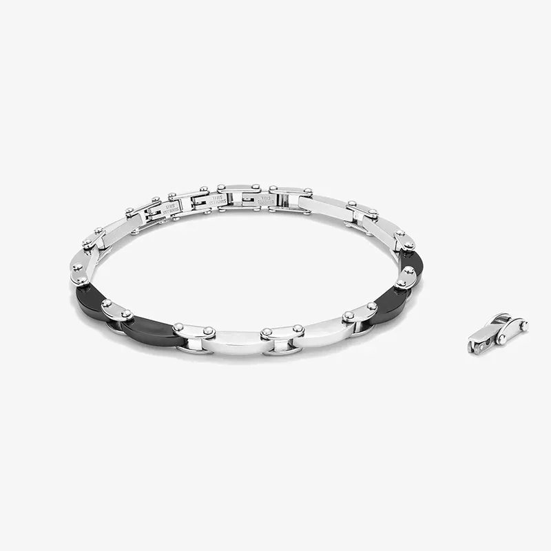 Pulsera Tornillos Plata Black CERAMIC Hombre RADIANT Joyas