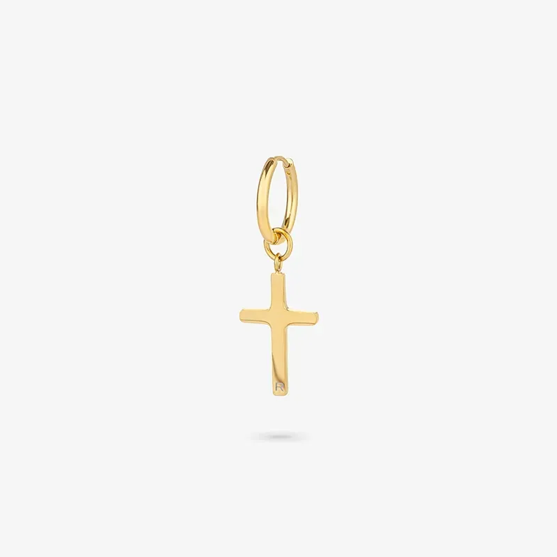 Pendiente Cruz Dorada de Hombre RADIANT Joyas