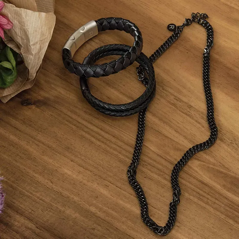 Pulsera piel Brown Black NATURE de Hombre RADIANT Joyas