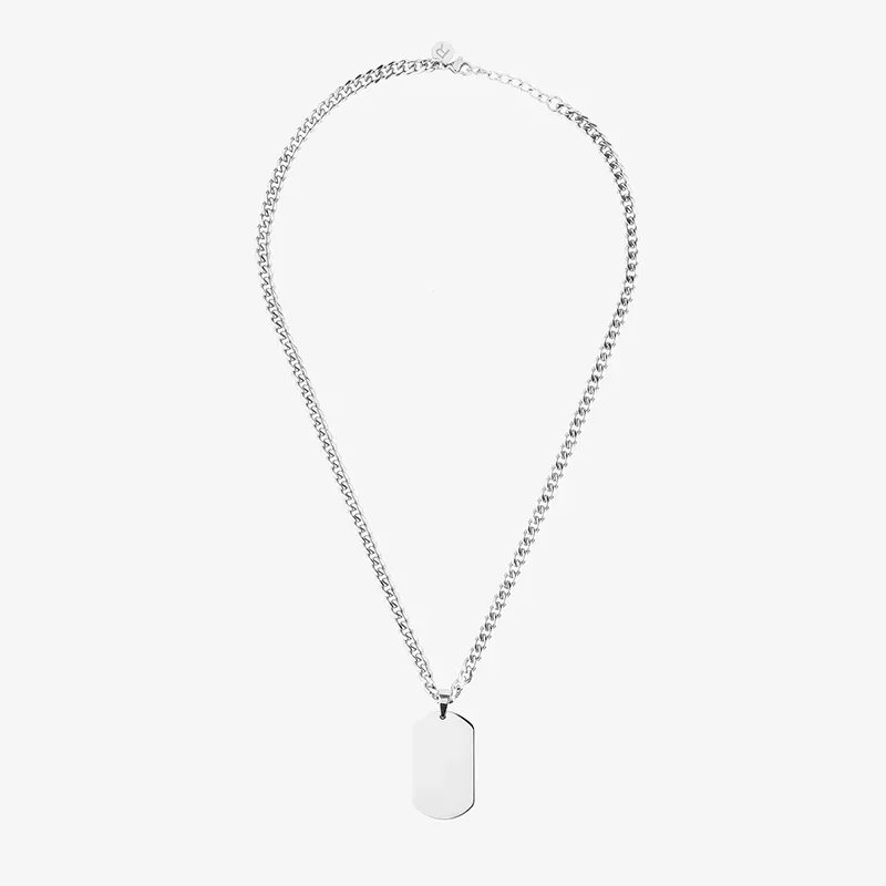 Collar placa lisa Plata PLATE de Hombre RADIANT Joyas