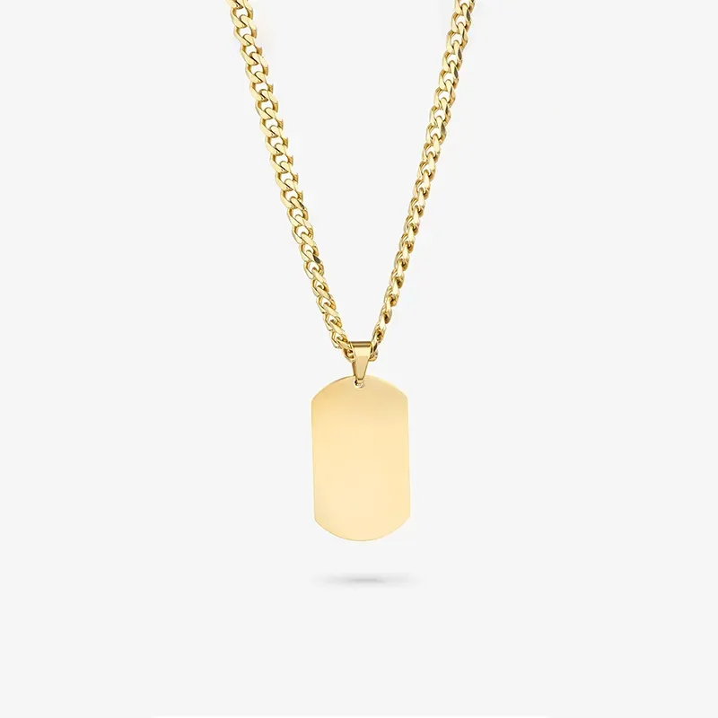 Collar placa lisa Oro PLATE de Hombre RADIANT Joyas