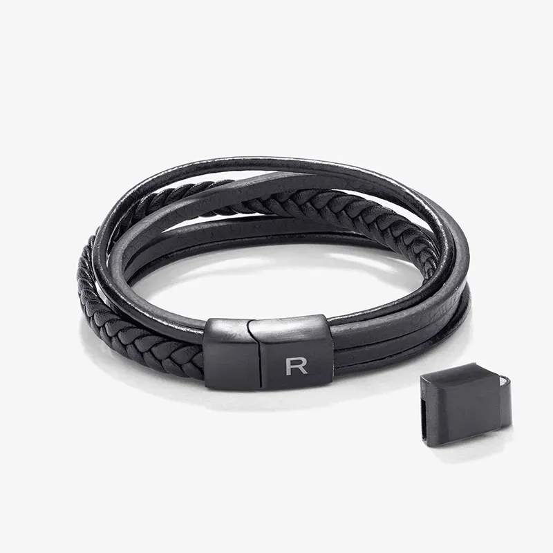 Pulsera para Hombre Cande de Cuero Negro