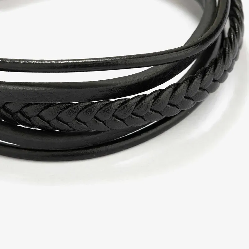 Pulsera para Hombre Cande de Cuero Negro