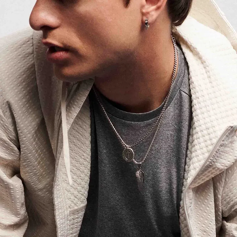 Collar Hombre Mateo óvalo en Plata