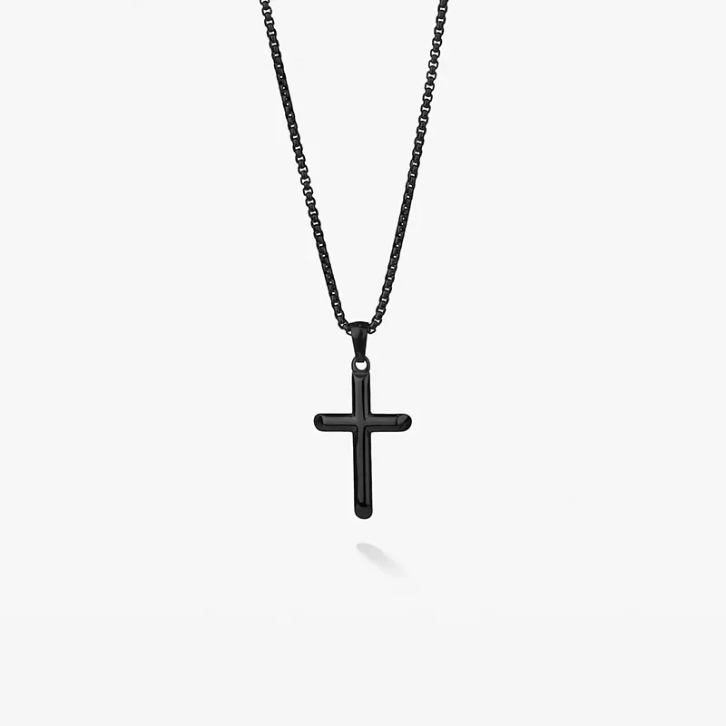 Collar Hombre Mateo Cruz Fina en Negro
