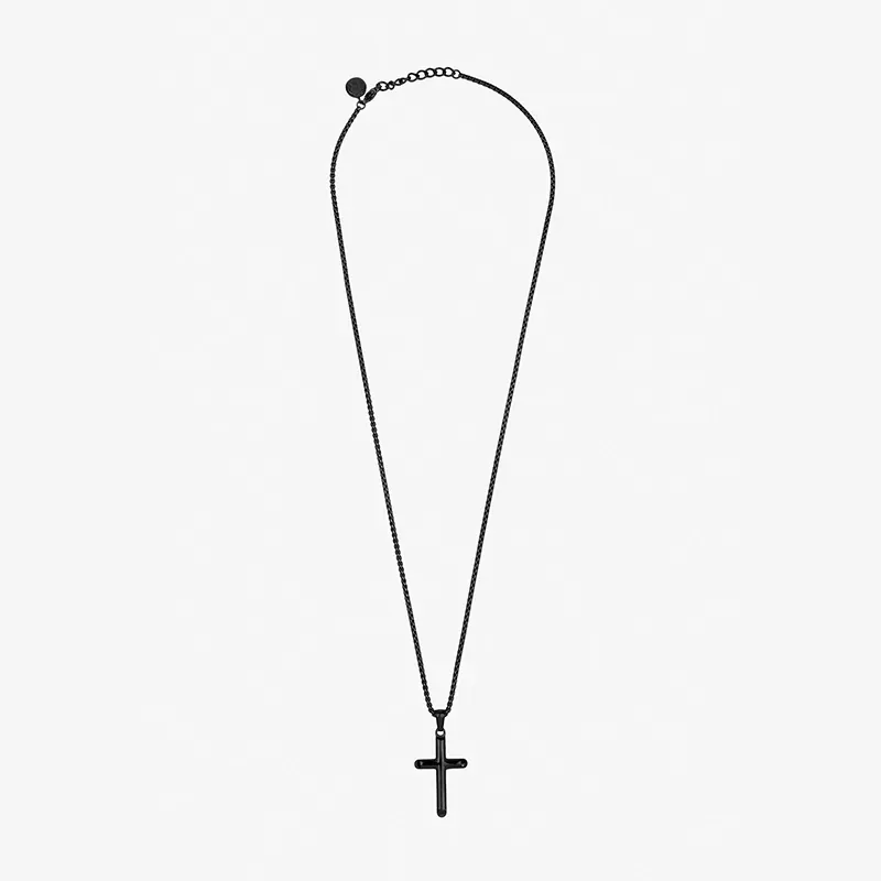 Collar Hombre Mateo Cruz Fina en Negro
