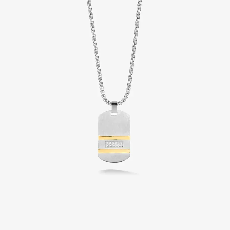 Collar Hombre Martinez con Placa en Plata