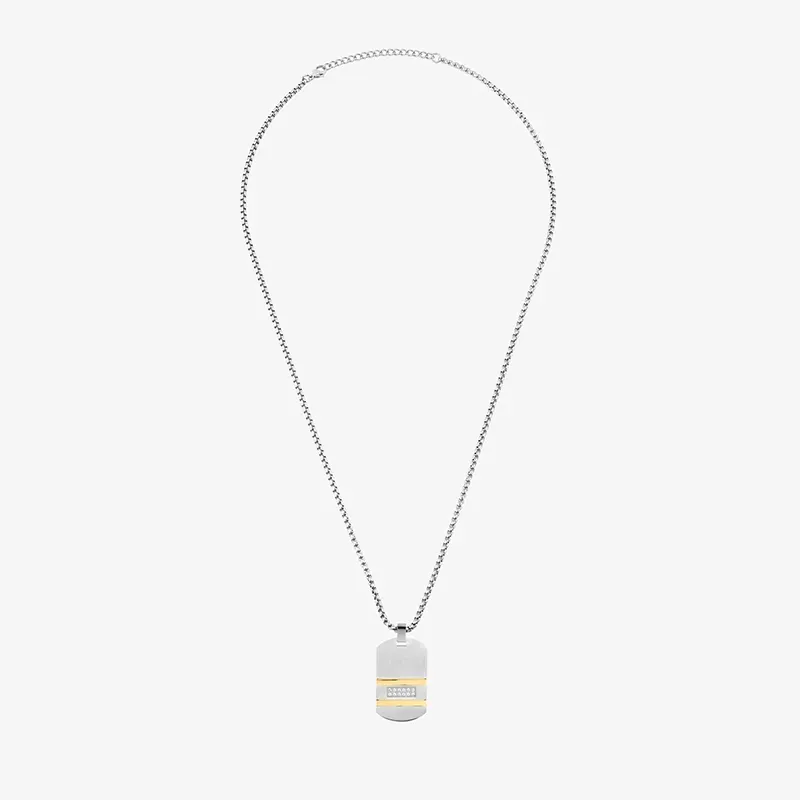 Collar Hombre Martinez con Placa en Plata