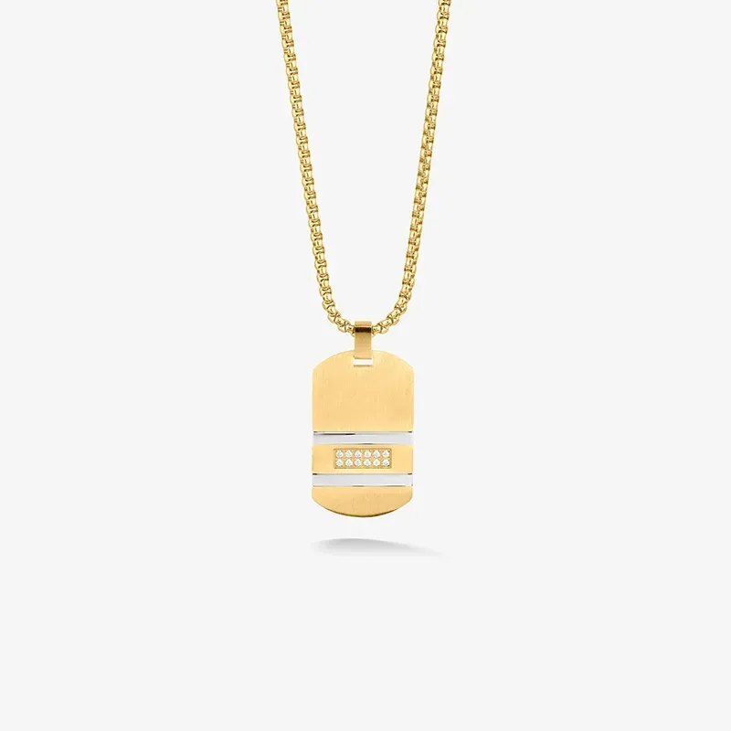Collar Hombre Martinez con Placa en Oro