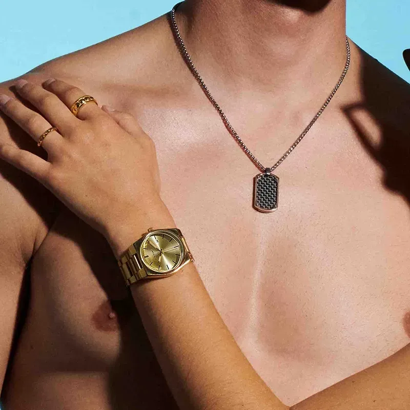 Collar Hombre Martinez Negro y Borde Rosado