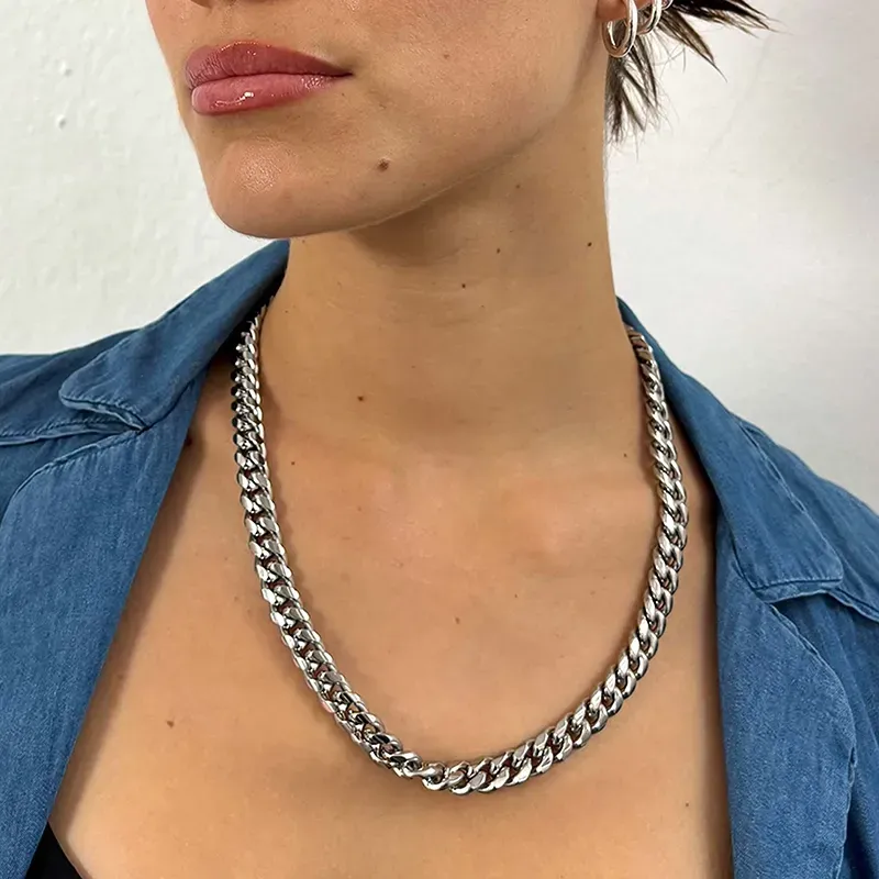 Collar Hombre Musculitos Eslabón en Plata