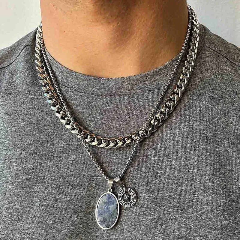 Collar Hombre Musculitos Eslabón en Plata