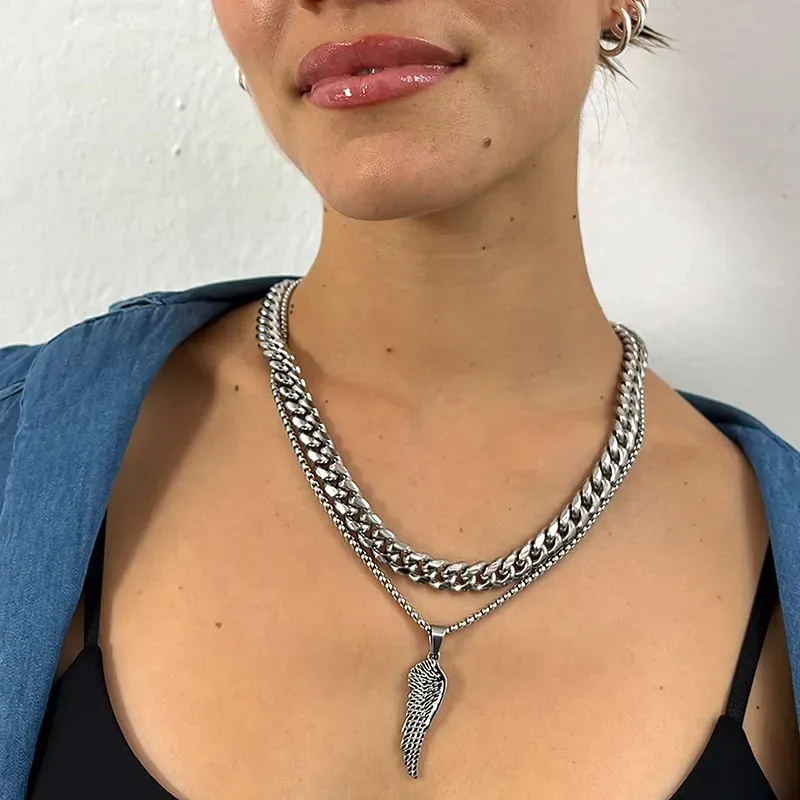 Collar Hombre Musculitos Eslabón en Plata