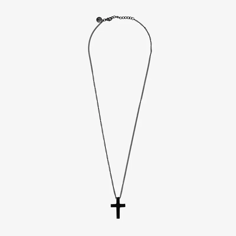 Collar Hombre Mateo Cruz Lisa en Negro