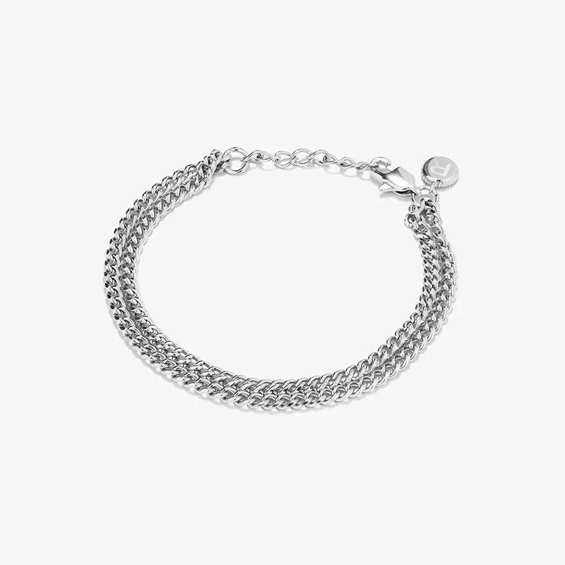 Pulsera doble Hombre Txema en Plata