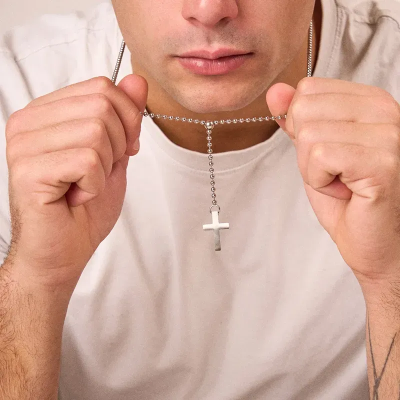 Collar Palau con Cruz Plateado