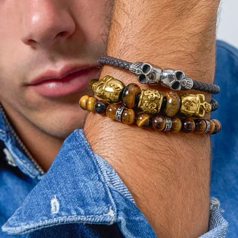 Pulsera Hombre Pirate Abalorios Dorado | Radiant