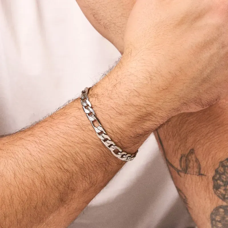 Brazalete Hombre Padlock Picada Plata