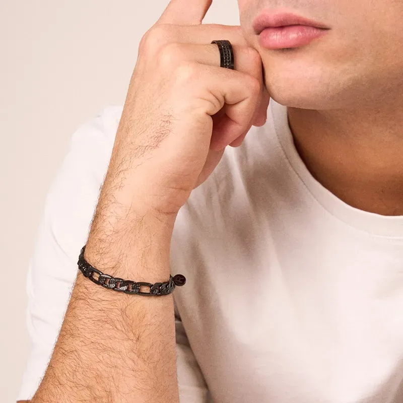 Brazalete Hombre Padlock Picada Negro | Radiant