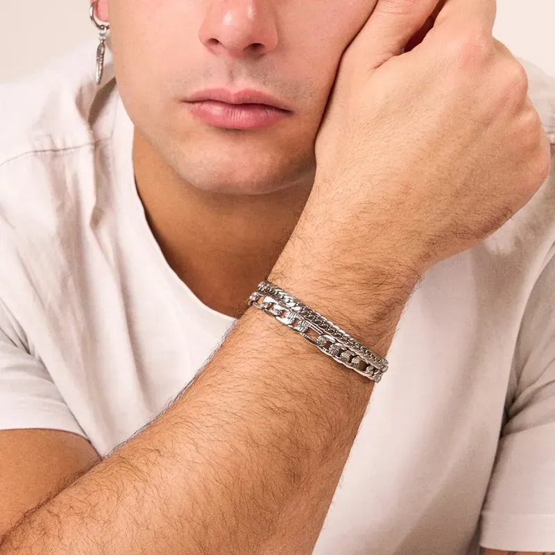 Brazalete Hombre Flat Padlock Plateado | Radiant