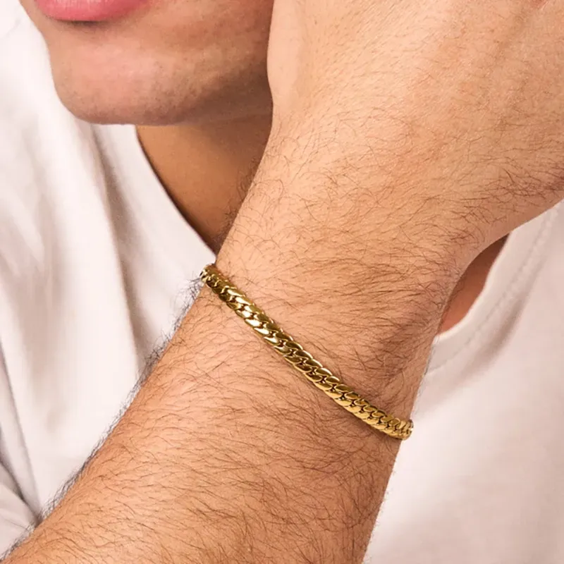Brazalete Hombre Flat Padlock Oro