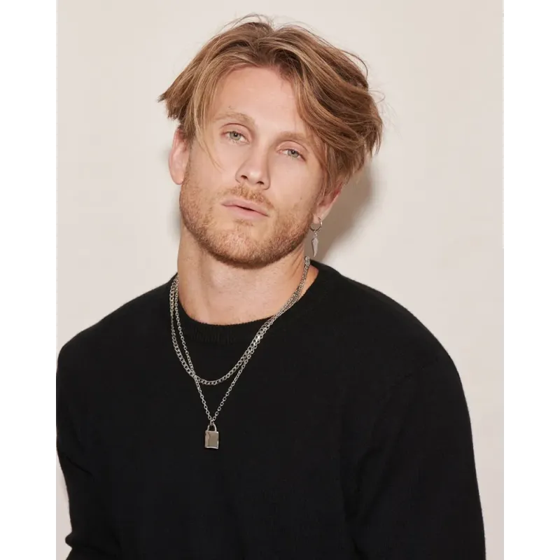 Collar Hombre Flat Padlock Plateado | Radiant